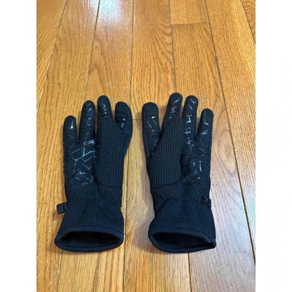 Spyder Black Knit Performance Gloves Red Logo Silicone Grip Size Small 2622020